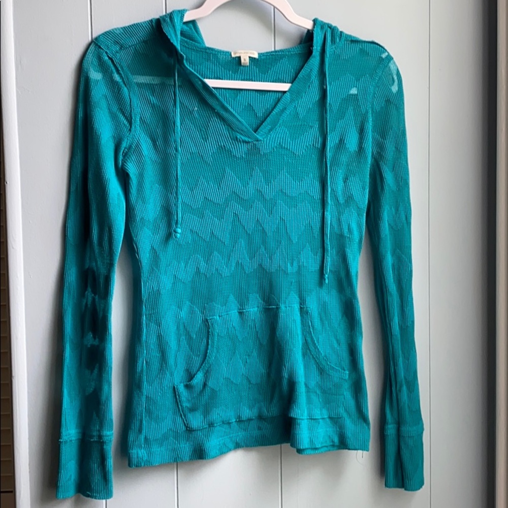 Maurices teal hooded long sleeved shirt